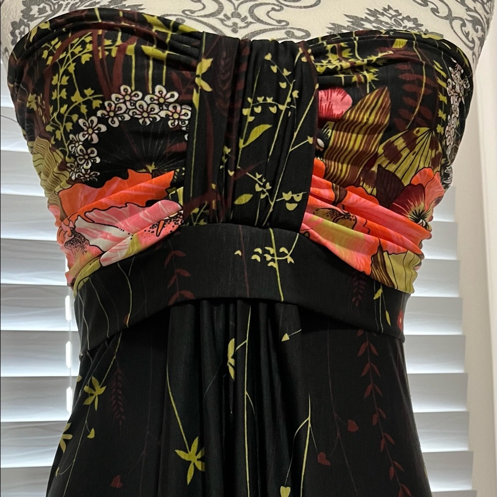 Strapless maxi tropical vibes beach dress